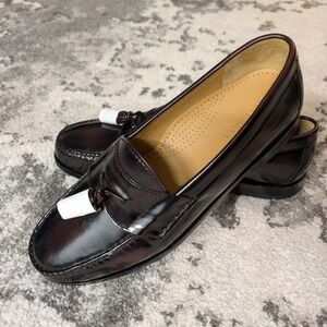 Cole Haan Men's 10.5 E Pinch Tassel Loafers Burgundy Cordovan Leather Wide